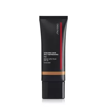 Shiseido Synchro Skin Самоосвежающий тинт SPF 20 Легкое покрытие Тональный увлажняющий крем Срок службы 12 часов Увлажнение 24 часа Водонепроницаемый Устойчивый к блеску Некомедогенный Загар Кванзан 415