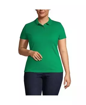 Школьная форма больших размеров, базовая сетчатая рубашка-поло с короткими рукавами Lands' End, зеленый