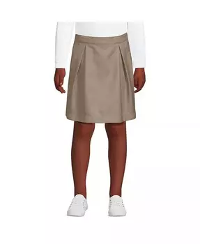 Школьная форма для больших девочек, однотонная плиссированная юбка до колена Lands' End, бежевый
