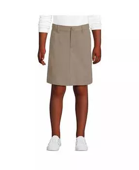 Школьная форма для больших девочек, юбка-чинос для активных выступлений, до колена Lands' End, бежевый