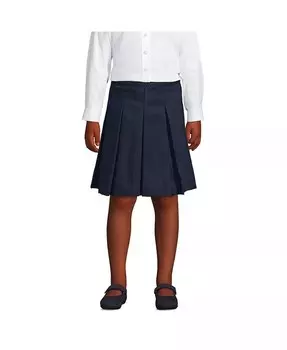 Школьная форма для больших девочек из полихлопка, плиссированная юбка до колена Lands' End, бежевый