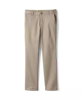Школьная форма для больших девочек, брюки-чинос с простой передней частью Lands' End, бежевый
