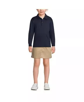 Школьная форма для девочек, рубашка поло с длинными рукавами Rapid Dry Lands' End, синий