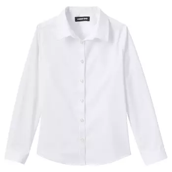 Школьная форма Lands' End для девочек 7–16 лет, эластичная рубашка с длинными рукавами без зияния, цвет Pearl White
