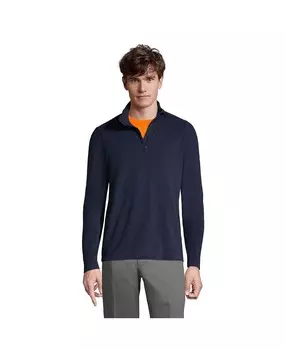 Школьная форма, мужская легкая флисовая куртка-пуловер с молнией на четверть Lands' End