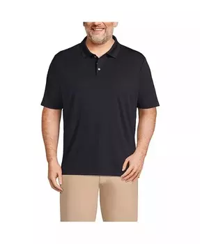 Школьная форма, мужская однотонная активная рубашка поло с короткими рукавами Lands' End, синий