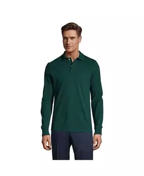 Школьная форма, мужская рубашка-поло с длинным рукавом в сетку Lands' End