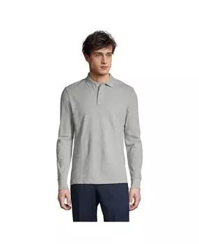 Школьная форма, мужская рубашка-поло с длинным рукавом в сетку Lands' End