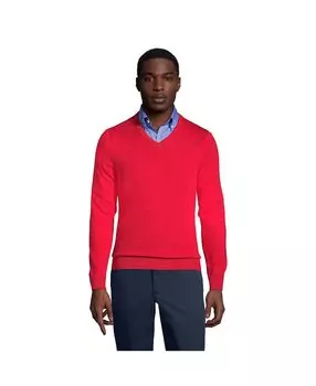 Школьная форма, мужской хлопковый модальный свитер с v-образным вырезом Lands' End