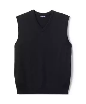 Школьная форма мужской хлопковый модал тонкий свитер жилет Lands' End, черный