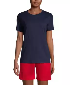 Школьная форма Женская футболка с коротким рукавом Feminine Fit Essential T-shirt Lands' End, синий