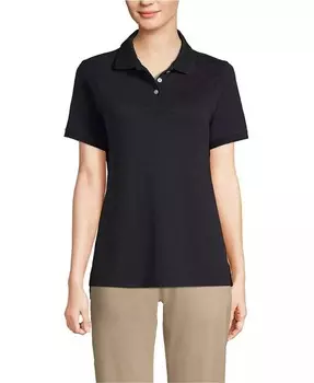 Школьная форма женская рубашка поло с коротким рукавом из интерлока Lands' End, черный