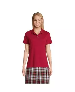 Школьная форма, женская рубашка поло с короткими рукавами и интерлоком Lands' End