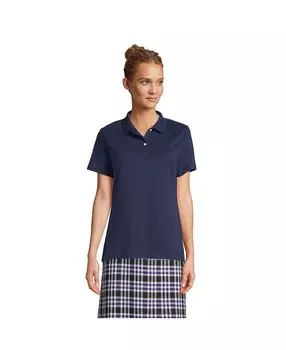 Школьная форма, женская рубашка поло с короткими рукавами и интерлоком Lands' End