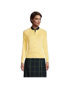 Школьная форма, женский хлопковый свитер-кардиган из модала Lands' End