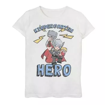 Школьная футболка с героем детского сада для девочек 7–16 лет Marvel The Mighty Thor Licensed Character, белый