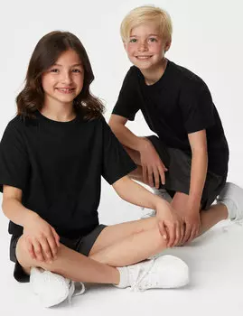 Школьная футболка унисекс из чистого хлопка (2–16 лет) Marks & Spencer, черный