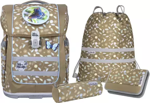 Школьная сумка McNeill "Ergo Compacto, Greta", светоотражающие полосы на лямках, светоотражающие поверхности, включая пенал, спортивную сумку, рулончик для карандашей и магнит с мотивом, цвет Greta