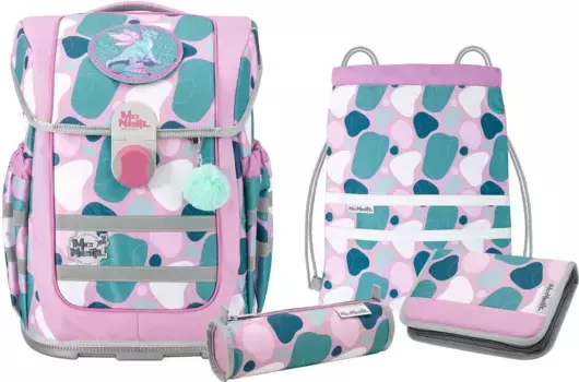 Школьная сумка McNeill "Ergo Complete, Barba", светоотражающие полосы на лямках, светоотражающие поверхности, включая пенал, спортивную сумку, рулончик для карандашей и магнит с мотивом, цвет Barba