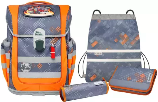 Школьная сумка McNeill "Ergo Complete DIN, огонь", светоотражающие полосы на лямках, светоотражающие поверхности, включая пенал, спортивную сумку, рулончик для карандашей и магнит с мотивом, цвет Feuer