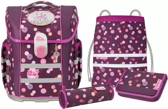 Школьная сумка McNeill "mac2, Ruby", светоотражающие полосы на лямках, светоотражающие поверхности, в том числе пенал, спортивная сумка, рулончик для карандашей и магнит с мотивом, цвет Ruby