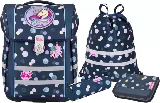 Школьная сумка McNeill "Perfecto, Polly", светоотражающие полосы на лямках, светоотражающие поверхности, включая пенал, спортивную сумку, рулончик для карандашей и магнит с мотивом, цвет Polly