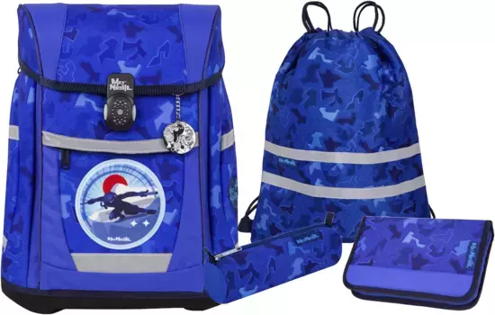 Школьная сумка McNeill "Tenero, Puzzle", светоотражающие полосы на лямках, светоотражающие поверхности, в том числе пенал, спортивная сумка, рулончик для карандашей и магнит с мотивом, цвет Puzzle