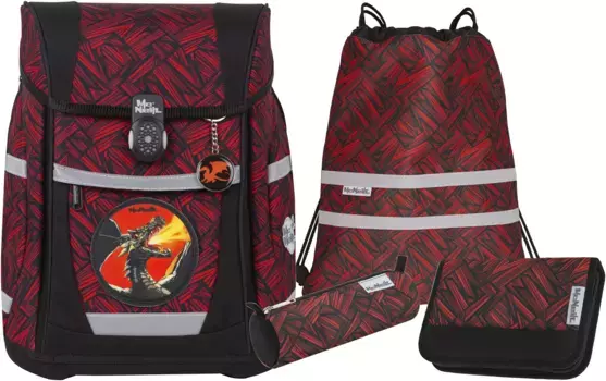 Школьная сумка McNeill "Тенеро, Зак", светоотражающие полосы на лямках, светоотражающие поверхности, включая пенал, спортивную сумку, рулончик для карандашей и магнит с мотивом, цвет Zack