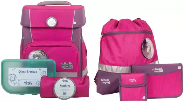 Школьная сумка SCHOOL-MOOD "Чемпион, Луиза (единорог)", световозвращающие поверхности, со светодиодной нашивкой; изготовлен из переработанного материала, цвет Luisa