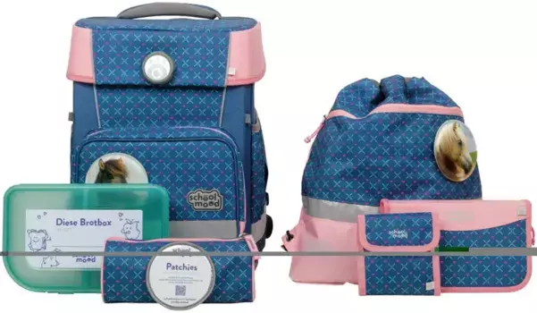 Школьная сумка SCHOOL-MOOD "Чемпион, Мила (лошадь)", световозвращающие поверхности, из переработанного материала, цвет Mila