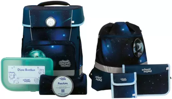 Школьная сумка SCHOOL-MOOD "Чемпион, Мориц (Космос)", световозвращающие поверхности, со светодиодной нашивкой; изготовлен из переработанного материала, цвет Moritz