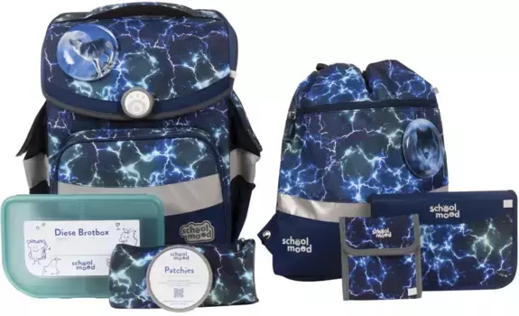 Школьная сумка SCHOOL-MOOD "Timeless, Феликс (Волк)", световозвращающие поверхности, со светодиодной вставкой; изготовлен из переработанного материала, цвет Feli