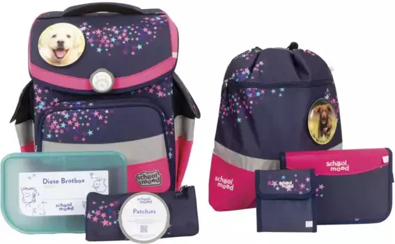 Школьная сумка SCHOOL-MOOD "Timeless, Лени (собака)", световозвращающие поверхности, из переработанного материала, цвет Leni