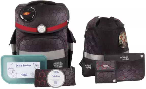 Школьная сумка SCHOOL-MOOD "Timeless, Мика (Дракон)", световозвращающие поверхности, со светодиодной вставкой; изготовлен из переработанного материала, цвет Mika