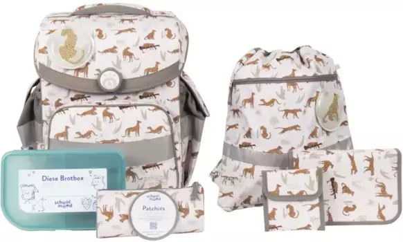Школьная сумка SCHOOL-MOOD "Timeless, Nordic Collection, Leopard", световозвращающие поверхности, из переработанного материала, цвет Leopard