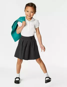 Школьная юбка из трикотажа со складками для девочек (2–14 лет) Marks & Spencer, серый