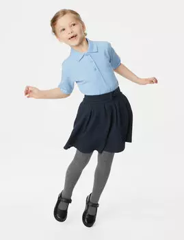 Школьная юбка из трикотажа со складками для девочек (2–14 лет) Marks & Spencer, темно-синий
