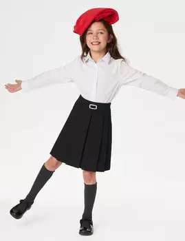 Школьная юбка с постоянными складками для девочек (2–16 лет) Marks & Spencer, черный