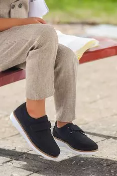 Школьные туфли для обрезания на липучке для мальчиков, 100, нубук KKO KDS, черный