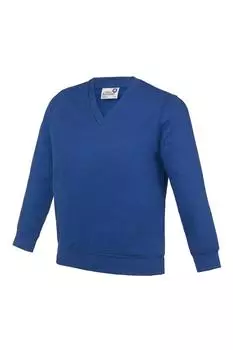 Школьный джемпер/толстовка с V-образным вырезом Academy (2 шт.) AWDis, синий