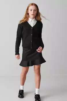 Школьный кардиган для девочек косой вязки Clarks, черный