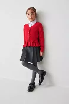 Школьный кардиган для девочек косой вязки Clarks, красный