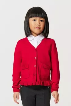Школьный кардиган с V-образным вырезом Clarks, красный