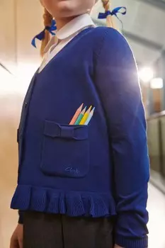 Школьный кардиган с V-образным вырезом Clarks, синий