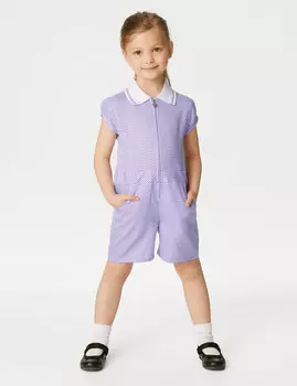 Школьный комбинезон в клетку для девочек (2–14 лет) Marks & Spencer, сирень