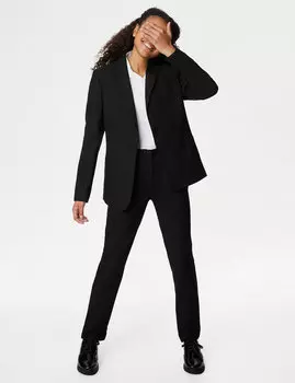 Школьный пиджак приталенного кроя для девочек (9–18 лет) Marks & Spencer, черный