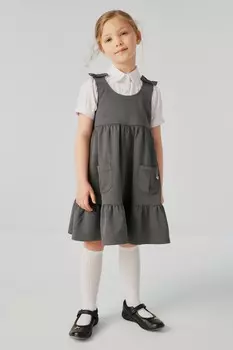 Школьный сарафан с бантом и понте Clarks, серый