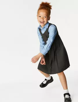 Школьный сарафан со складками для девочек (2–12 лет) Marks & Spencer, серый