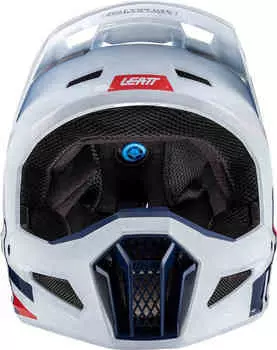 Шлем для мотокросса с логотипом 3.5 V24 и очками Leatt, белый/синий/красный