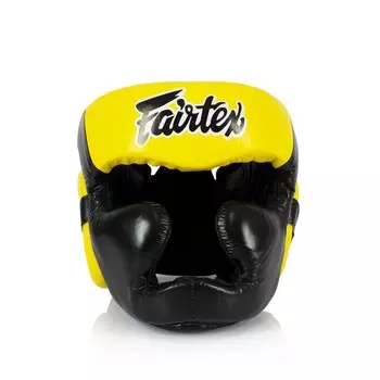 Шлем Fairtex Diagonal Vision Sparring Headguard - Full Head Coverage, черный/желтый